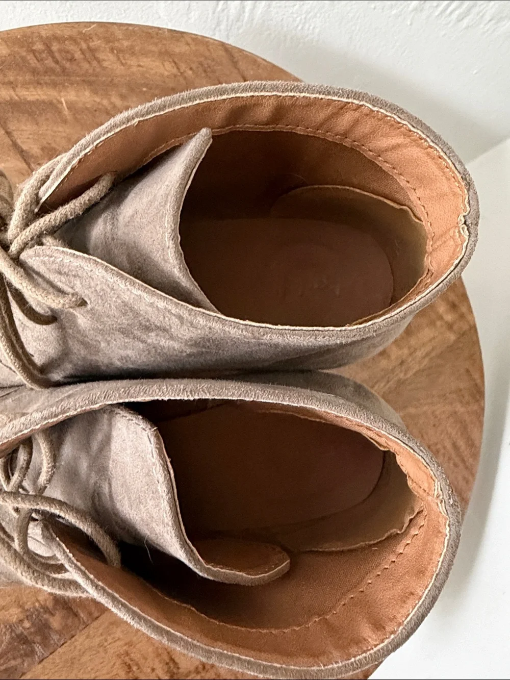 Taupe Suede Lace-Up Ankle Booties